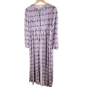 John Kloss for Cira Vintage 70s Womens Dressing Robe Negligee L Purple Geometric